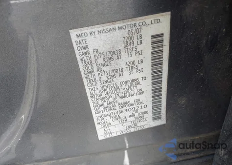 2008 Nissan Titan Pro-4X z USA, uszkodzony, nr VIN 1N6BA07F48N309210